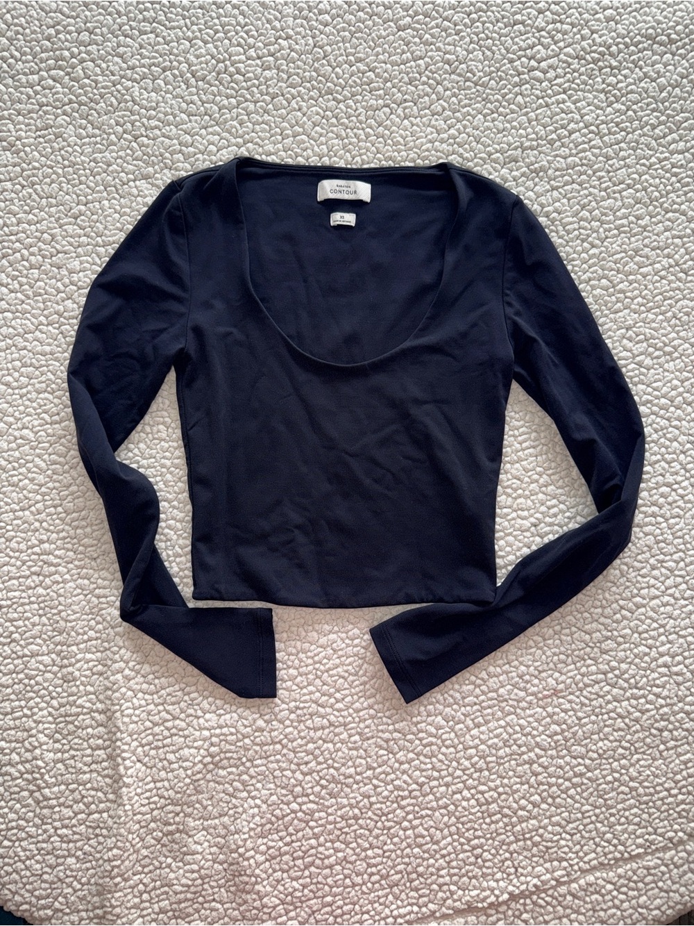 Babaton Black Scoop Neck Contour Fitted Long Sleeve - XS